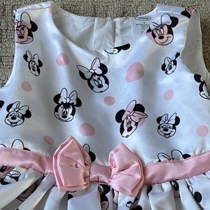 Disney Minnie Mouse Girls Sleeveless Dress with Pink Bow - Size 4